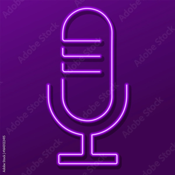 Fototapeta microphone neon sign, colorful modern design trends on black background. Vector illustration.