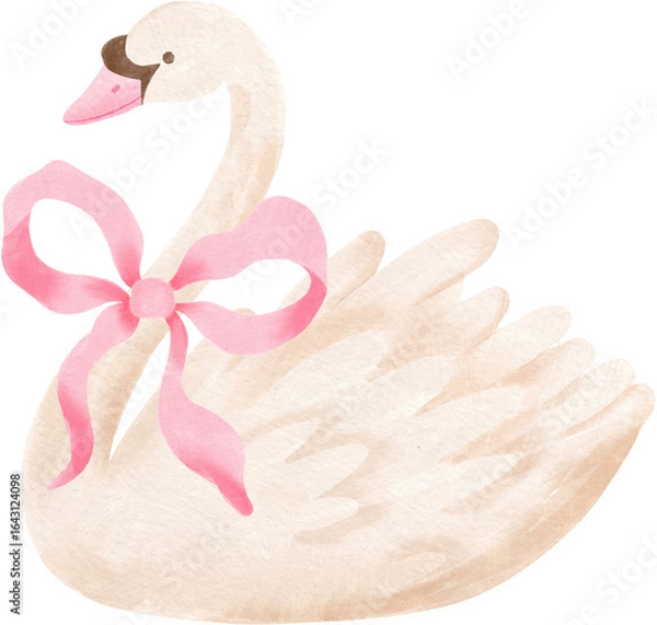 Fototapeta a graceful swan adorned with a delicate bow