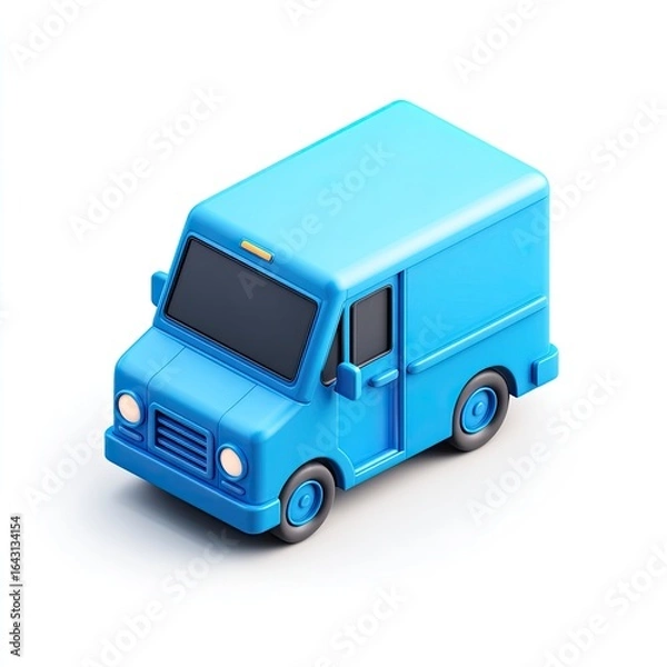 Fototapeta Blue van, isometric view, simple design