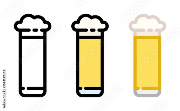 Obraz Beer icon. Stange glass, line and fill icon. Outline, filled, and color versions. Vector illustration with editable stroke. Isolated on transparent background.