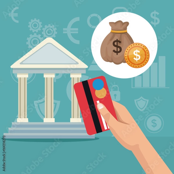 Fototapeta color background parthenon architecture and icons economy analytics investment
