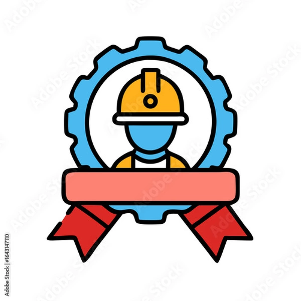 Fototapeta Worker badge icon design.