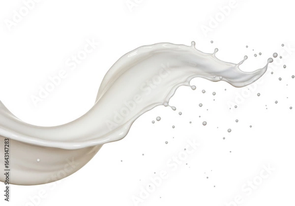 Obraz A dynamic splash of white milk isolated on a transparent background, representing freshness and healthy dairy