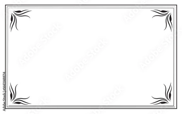 Fototapeta black lines and modern curve lines decor vintage border frame design isolated on transparent background.