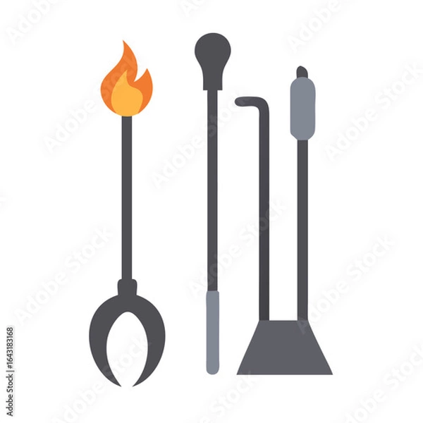 Obraz Fireplace tools icon design.