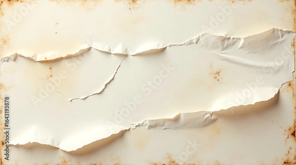 Obraz Horizontal Torn Paper Background with Frayed Edges and Stains aged vintage