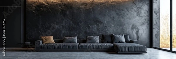 Fototapeta Interior design of a modern bedroom in an attic with wooden beams, highlighting a natural and rustic aesthetic, Generative AI