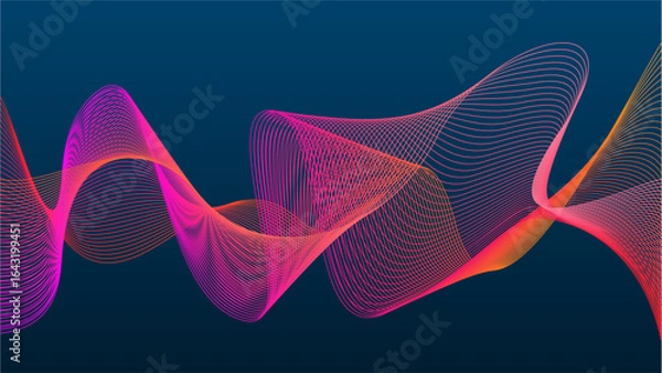 Fototapeta Modern wavy lines with colorful soft pink orange gradient