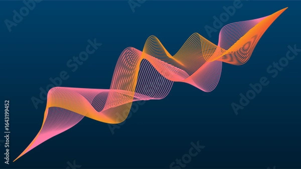 Fototapeta Modern wavy lines with colorful soft peach gradient colors