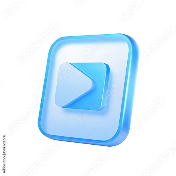 Fototapeta Blank Mobile application icon, button - Blue square with round corners. 3d rendering
