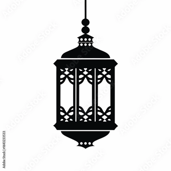 Fototapeta Hanging Lantern vector silhouette illustration isolated on white background