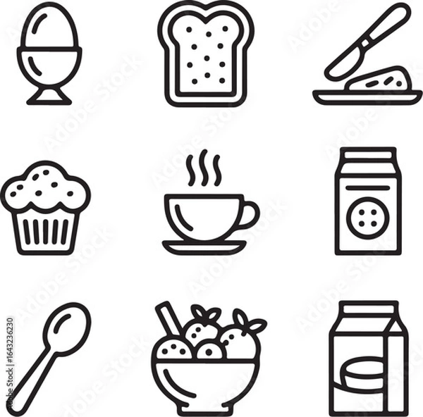 Fototapeta Minimalistic black and white line art graphic elements set isolated on white background