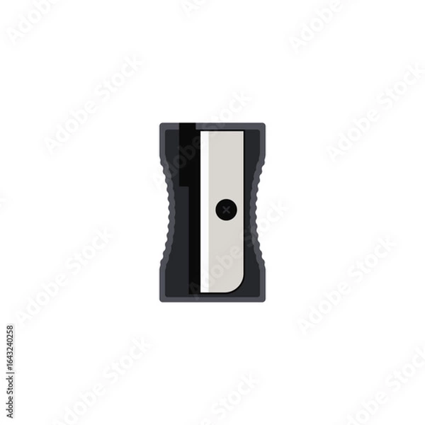 Obraz Simple black pencil sharpener. Vector illustration isolated on white background