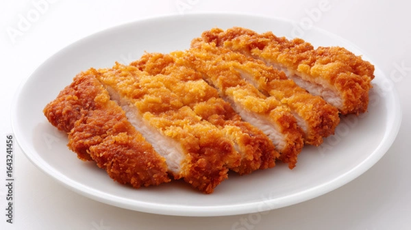 Fototapeta 美しくカットされたサクサクの衣が魅力的な揚げたての豚カツ