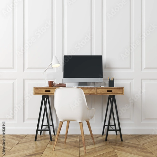 Fototapeta Rectangular pattern room, computer desk