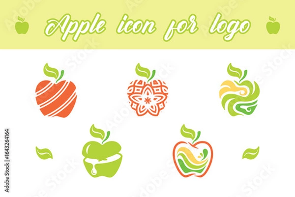 Fototapeta Creative Apple Logo Icon Set – Colorful Fruit Design Elements