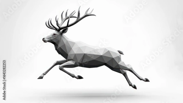 Fototapeta Polygonal stag in motion