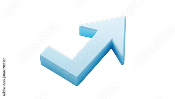 Fototapeta Light-blue 3D upward-pointing arrow icon