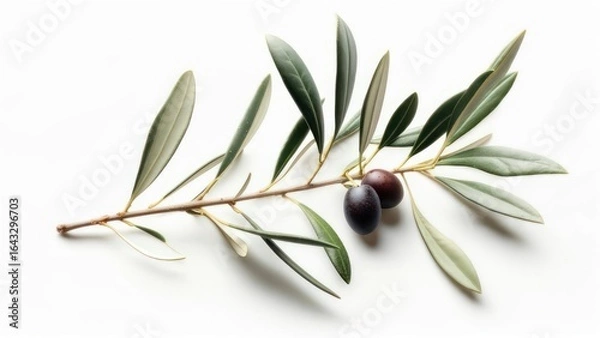Fototapeta Olive branch on white background