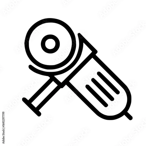 Obraz Circular Saw Icon – Minimalist Power Tool Silhouette with Round Blade, Handle, and Safety Guard