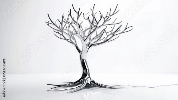 Fototapeta Modern metallic tree sculpture