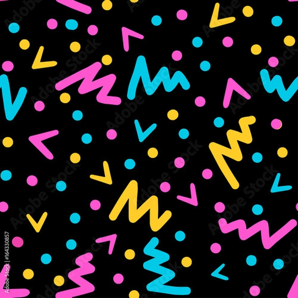 Obraz Memphis style hand drawn textured seamless pattern
