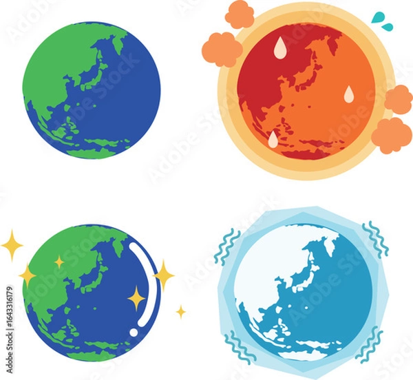 Obraz 地球の温暖化と寒冷化（日本周辺）　ベクター
