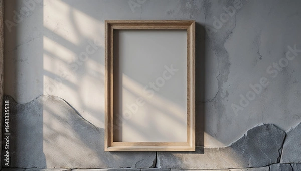 Fototapeta Empty Rustic Wooden Frame on Textured Wall