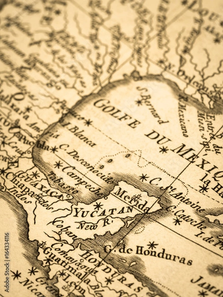 Fototapeta 古地図　ユカタン半島とメキシコ湾