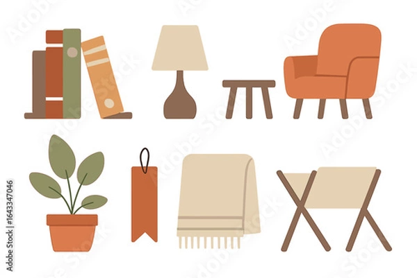 Fototapeta Cozy home decor items arranged for comfortable living spaces in a modern design style