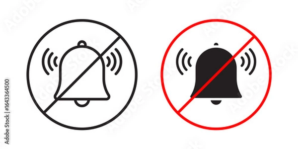 Fototapeta Notification Off icon Vector and illustration on whtie background. silent bell flat icon. notification off icons. alarm off symbol mute icons Social media element