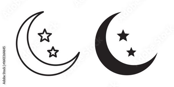 Fototapeta Moon icon Half and Crescent Moon Icon Set for Night Time Themes in Vector illustration