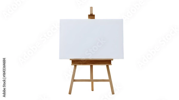 Fototapeta wooden easel with blank canvas isolated on white