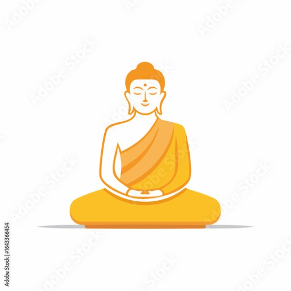 Fototapeta Golden Buddha meditating in the lotus position. Spiritual graphic icon of peace, calm, and enlightenment.