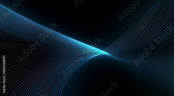 Obraz Abstract Blue Light Waves Converging in Darkness