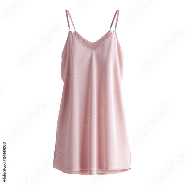 Fototapeta Elegant pink satin slip dress with thin straps, feminine and minimal, ideal for fashion, e-commerce or style blogs.
