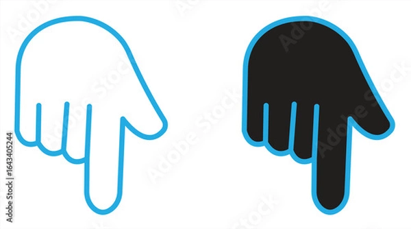 Fototapeta 
Downward pointing icon for blogs, websites, clipart, interfaces, gestures, navigation, educational and awareness materials, presentations, vector illustrations