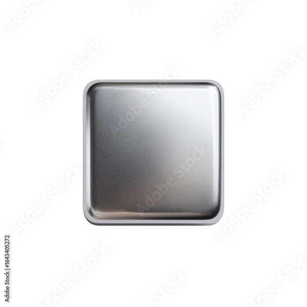 Fototapeta Shiny silver square metal tray with rounded corners, ideal for serving, baking, or industrial and laboratory purposes.
