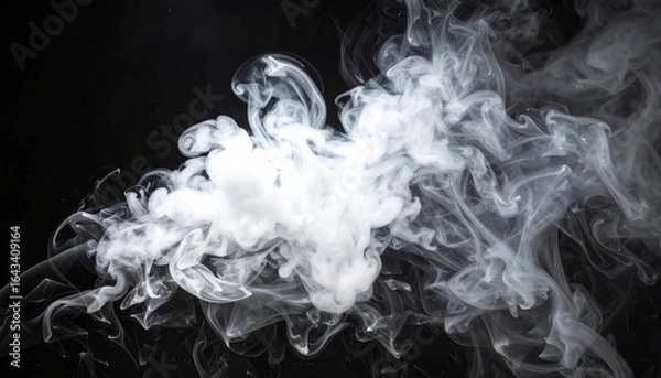 Fototapeta 暗闇に漂う白い煙とスモークの演出