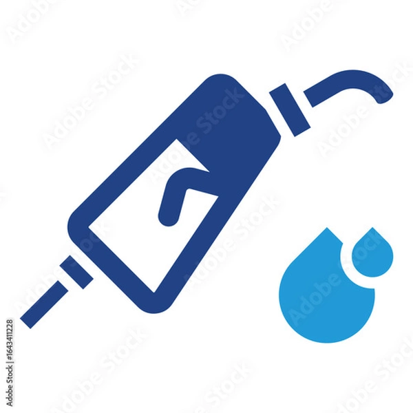 Fototapeta Fuel filling nozzle icon along with liquid droplets as fuel usage continues to increase with the energy, transportation and oil price sectors