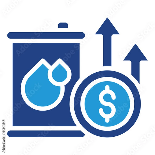 Fototapeta The growth icon of rising oil prices is a profitable investment in the energy sector in the global market and the increase in fuel costs has an impact on consumers.