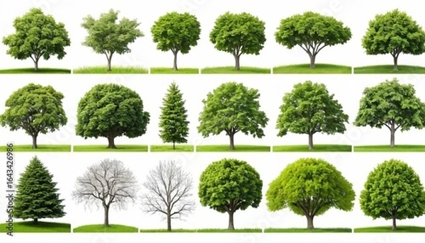 Obraz Various tree species isolated on a grass