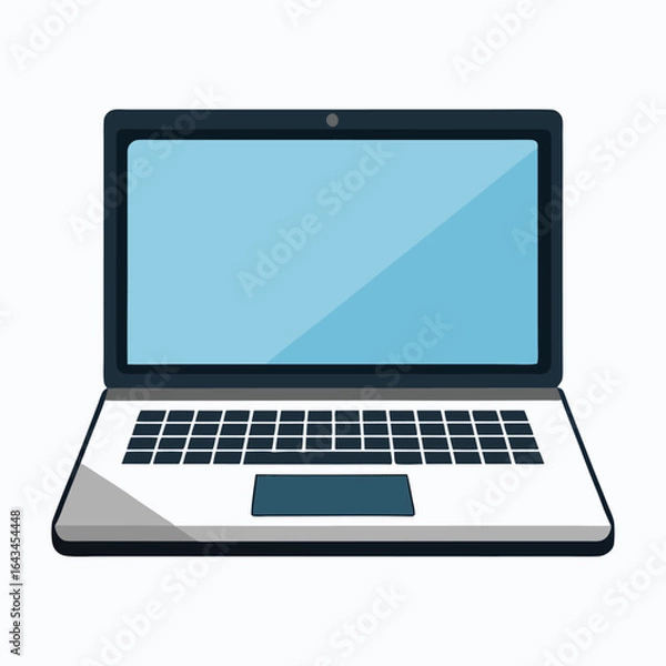 Obraz Portable Laptop Device with Keyboard – Flat Design Vector Art