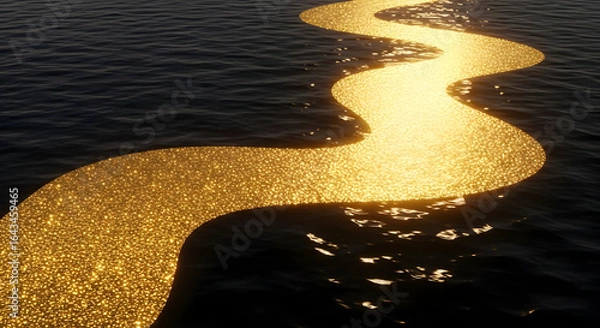 Obraz Golden River of Light on Dark Water