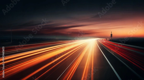 Fototapeta Road speed motion blur traffic at night