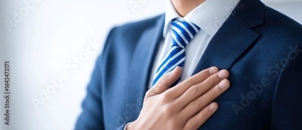 Fototapeta The Professional Man Making a Gesture of Commitment and Respect