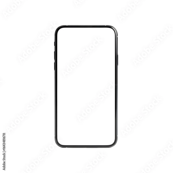 Fototapeta Modern smartphone with a blank screen, isolated on transparent background, perfect for showcasing apps or designs with ample copy space