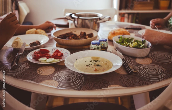 Obraz Delicious homemade soup in a plate at home