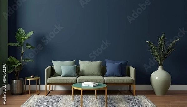 Fototapeta Sage and Navy A cool muted green sage paired with a dark cool bl