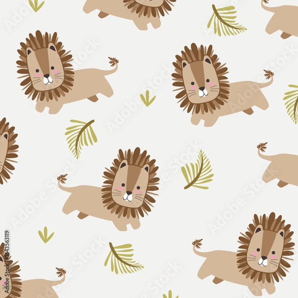 Obraz seamless pattern vector cute cartoon design of lion for kids apparel fullprint fabric